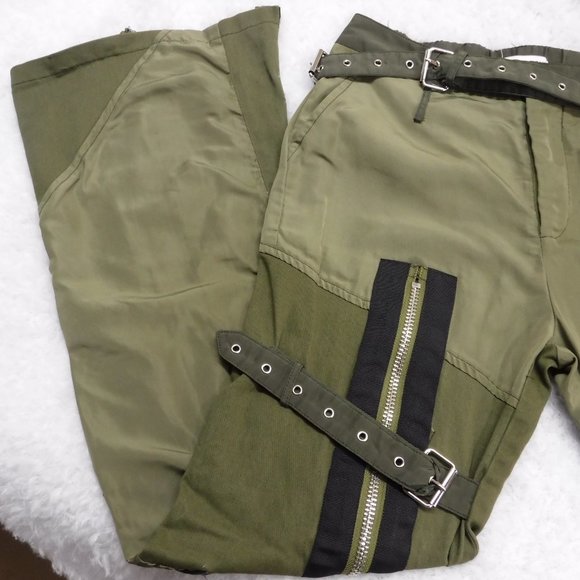 Hot & Delicious Buckle Zip Up Olive Green Cargo Pants, Size S - Picture 6 of 14